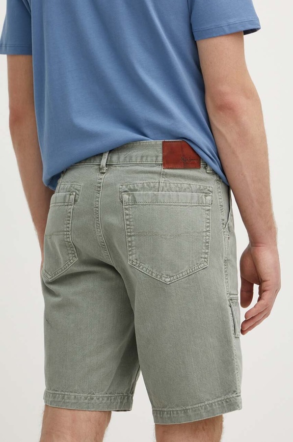 Джинсові шорти Pepe Jeans RELAXED SHORT UTILITY COLOUR колір зелений фото 3
