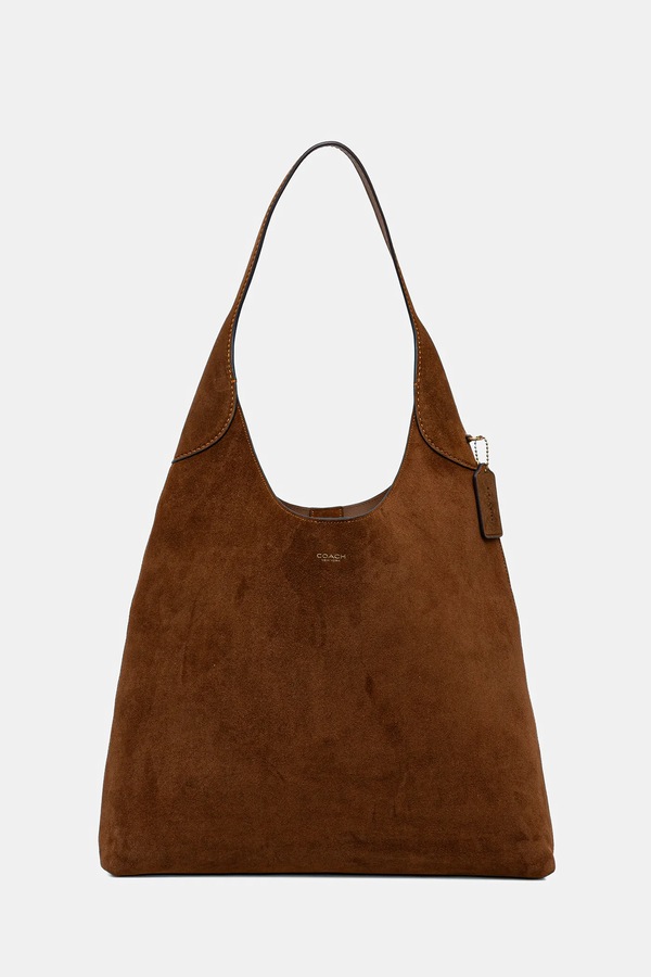 Сумка-шопер жіноча замшева Coach Suade Brooklyn Shoulder Bag 39 колір коричневий
