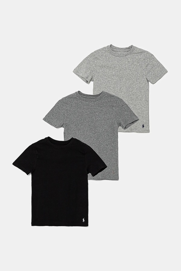 Дитяча бавовняна футболка Polo Ralph Lauren 3-pack колір сірий