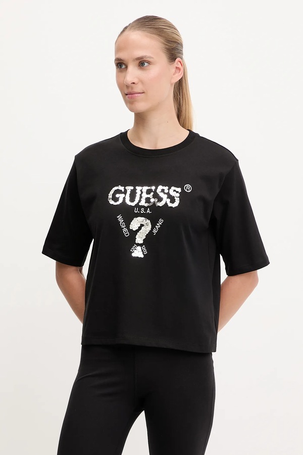 Бавовняна футболка Guess AURLIE колір бежевий