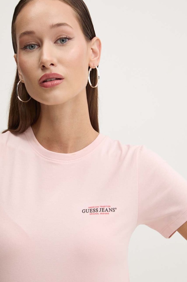 Футболка Guess Jeans колір рожевий фото 4