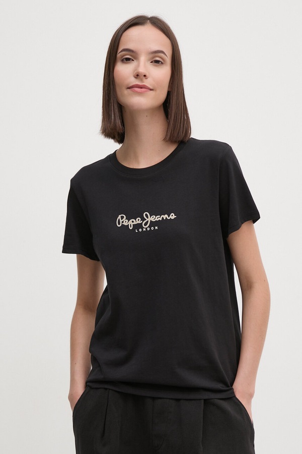 Бавовняна футболка Pepe Jeans FIORE колір чорний