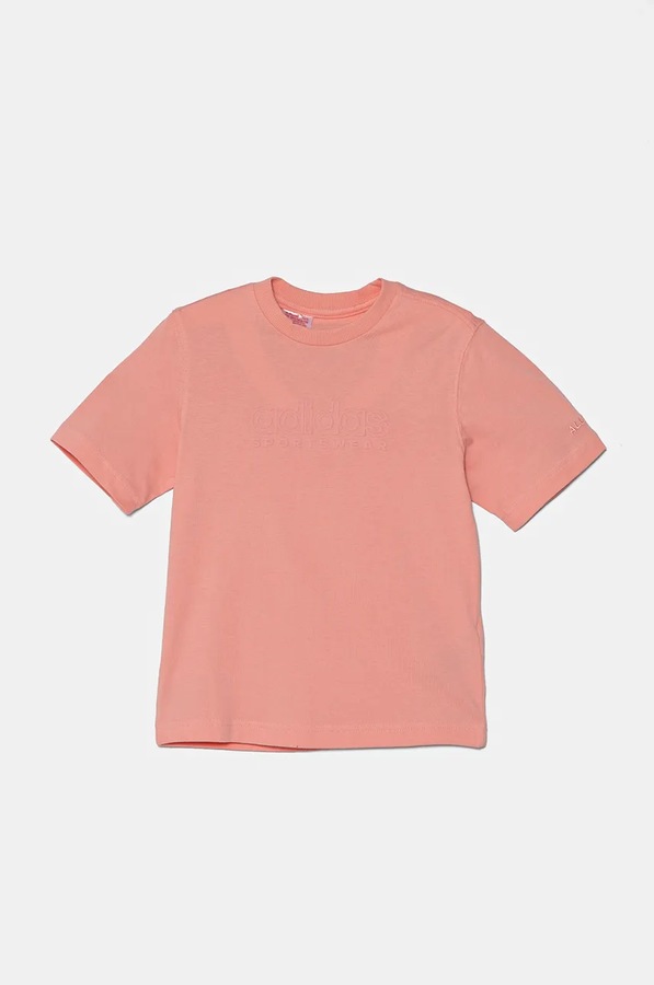 Дитяча бавовняна футболка adidas J SZN GFX TEE колір рожевий