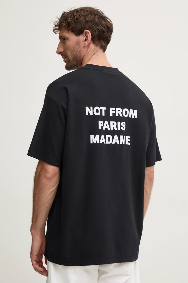 Хлопковая футболка Drôle de Monsieur Le T-Shirt Slogan цвет черный фото 2