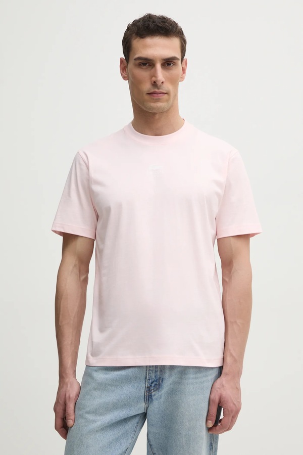 Бавовняна футболка Lacoste колір рожевий