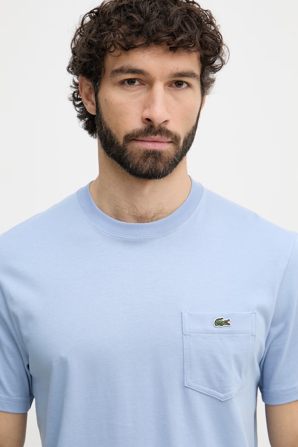 Футболка чоловіча бавовняна Lacoste колір блакитний фото 4
