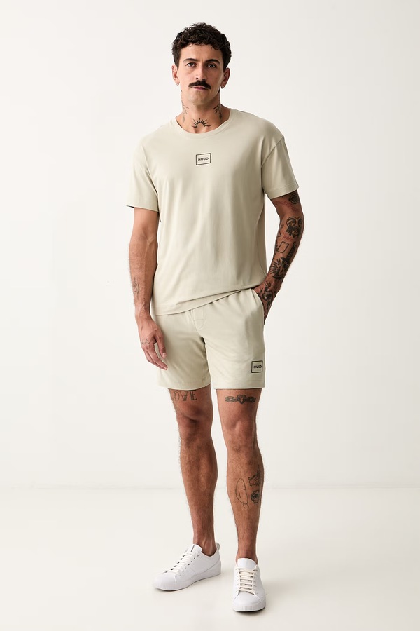 Футболка lounge мужская с хлопком HUGO Laze T-Shirt цвет бежевый