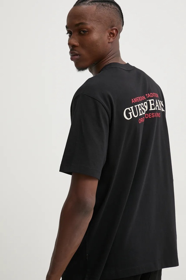 Хлопковая футболка Guess Jeans цвет черный