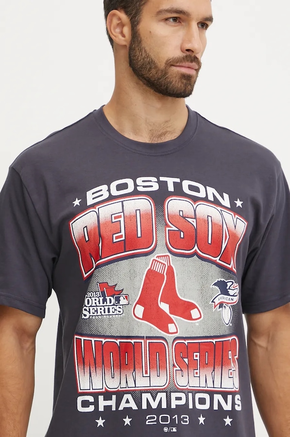 Бавовняна футболка 47 brand MLB Boston Red Sox колір синій фото 3