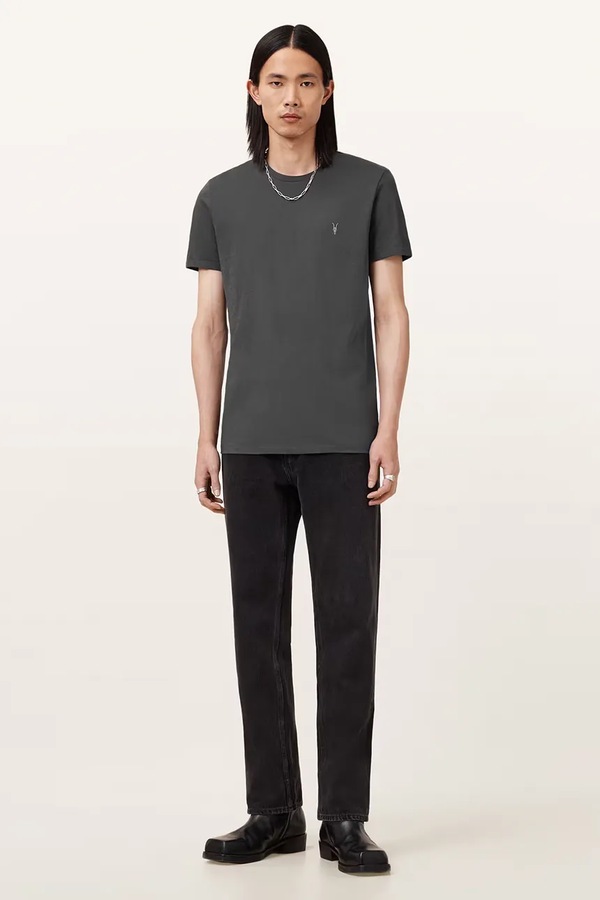 Футболка basic чоловіча бавовняна AllSaints колір сірий фото 2