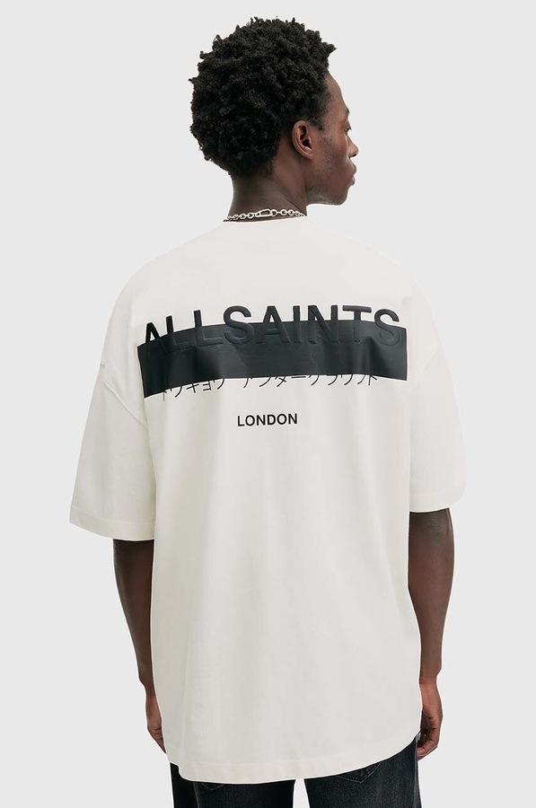 Футболка оверсайз мужская хлопковая AllSaints REDACT SS CREW цвет белый