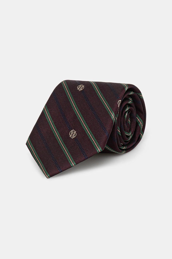 Шовкова краватка Drôle de Monsieur La Cravate Rayure Monogramme колір фіолетовий