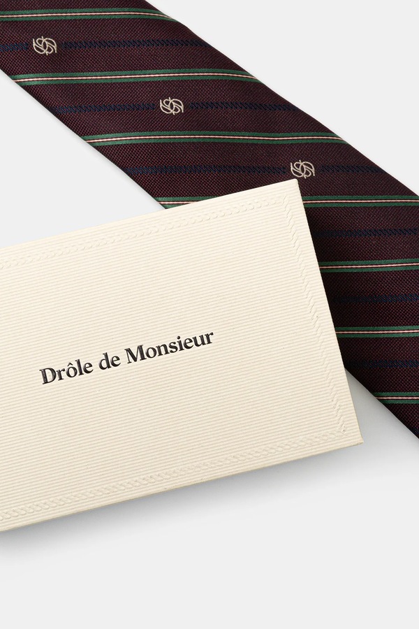 Шовкова краватка Drôle de Monsieur La Cravate Rayure Monogramme колір фіолетовий фото 3