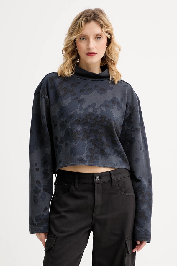 Хлопковая кофта G-Star 0 Oversized cropped turtle цвет синий