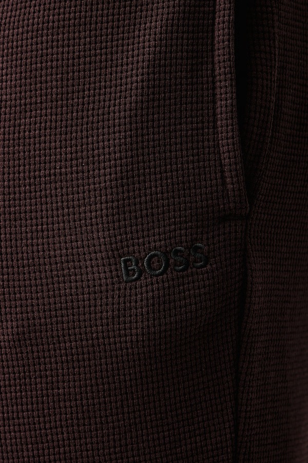 Спортивні штани чоловічі BOSS Waffle Pants Cuff колір коричневий фото 2