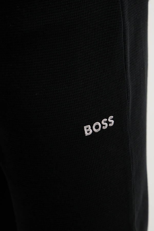 Спортивні штани чоловічі BOSS Waffle Pants Cuff колір чорний фото 4