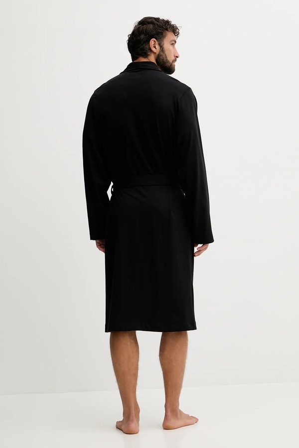 Бавовняний халат BOSS Robe BM колір чорний фото 2