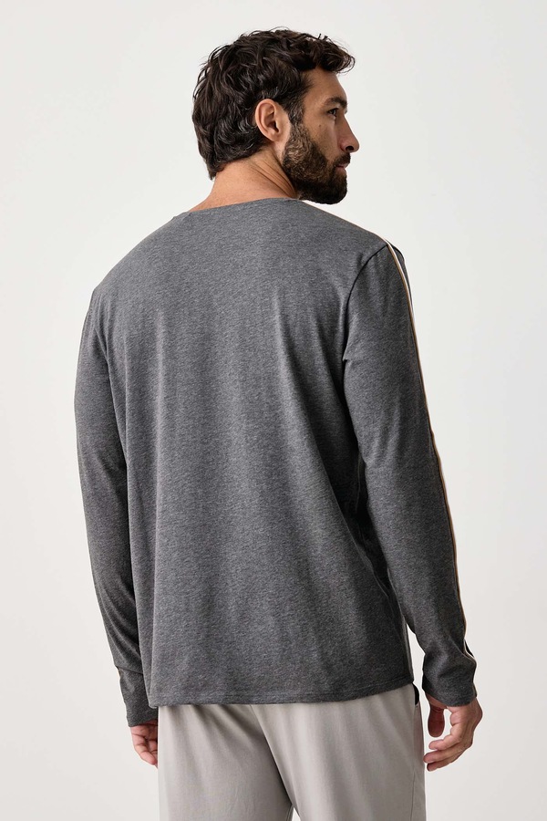 Лонгслів lounge чоловічий бавовняний з еластаном BOSS Unique LS-Shirt колір сірий фото 2