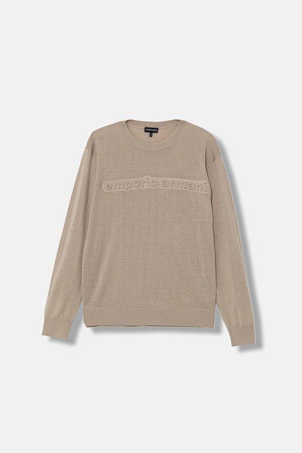 Вовняний дитячий светр Emporio Armani колір бежевий