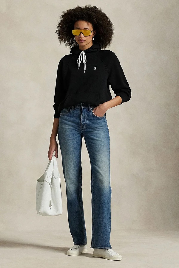 Кофта з капюшоном жіноча з бавовною Polo Ralph Lauren колір чорний фото 3