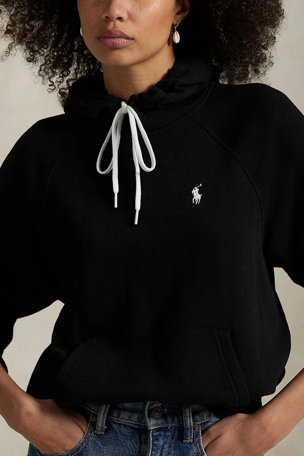 Кофта з капюшоном жіноча з бавовною Polo Ralph Lauren колір чорний фото 4
