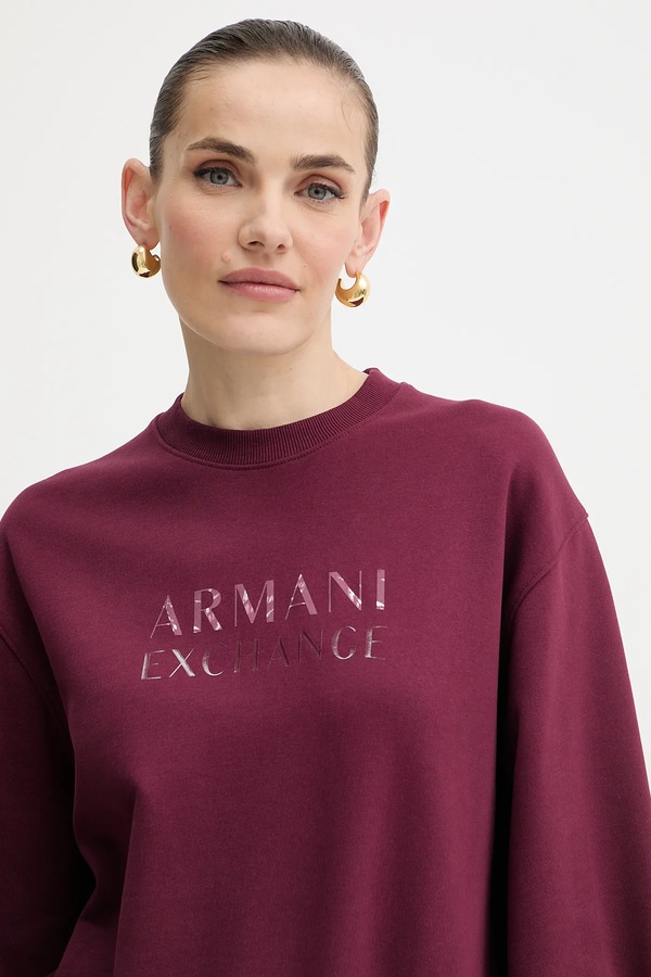 Бавовняна кофта Armani Exchange колір бордовий фото 4