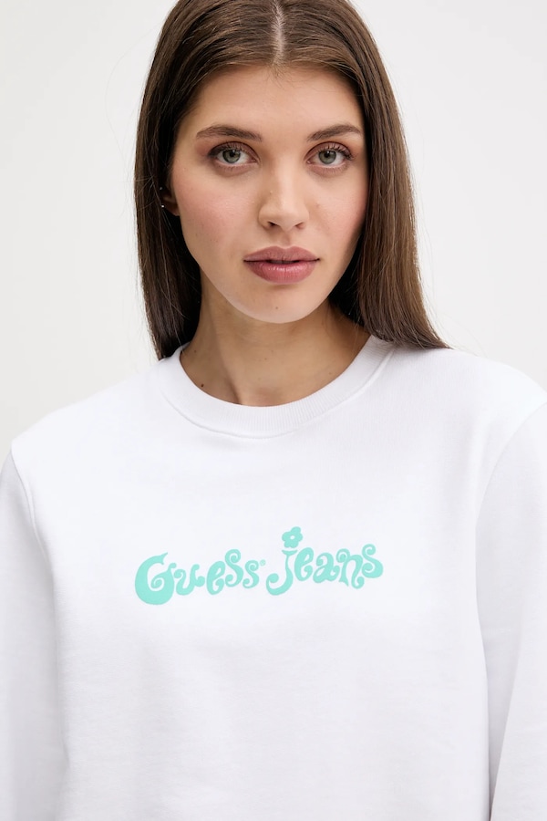 Бавовняна кофта Guess Jeans колір білий фото 4