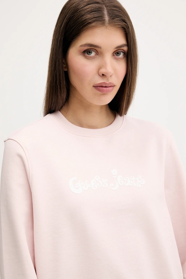 Бавовняна кофта Guess Jeans колір рожевий фото 4