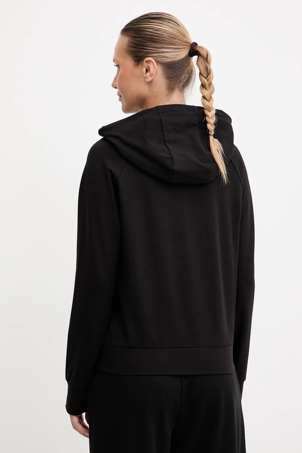 Кофта на застібці з капюшоном жіноча з бавовною EA7 Emporio Armani колір чорний фото 2