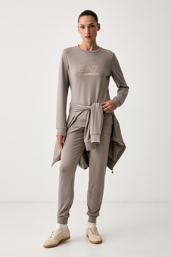 Кофта жіноча з віскозою EA7 Emporio Armani колір коричневий
