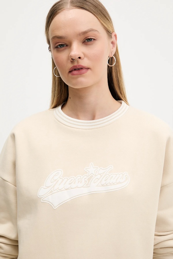 Кофта Guess Jeans колір бежевий фото 4