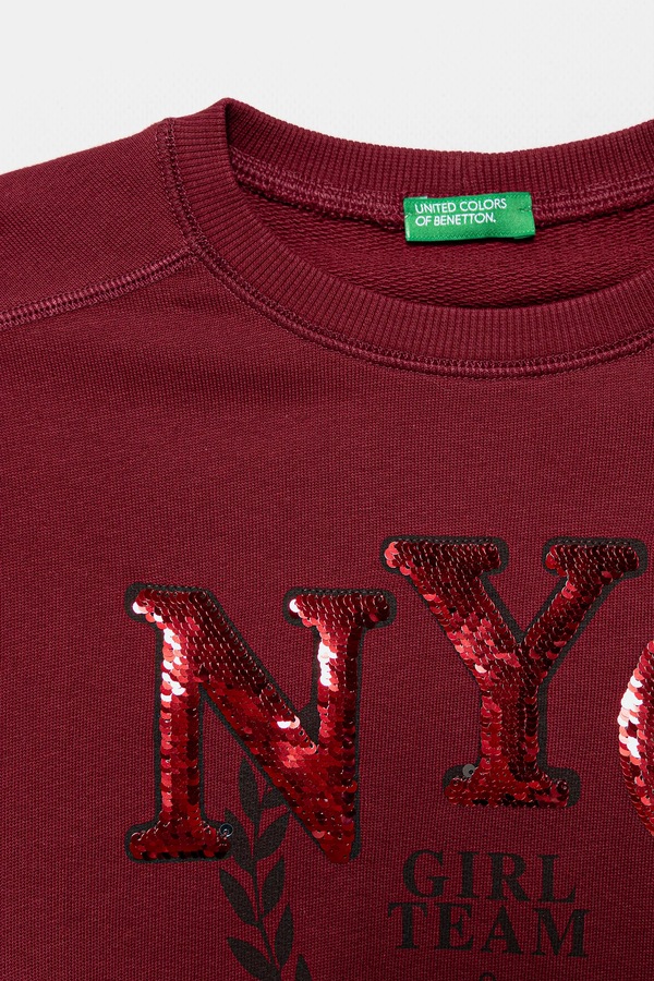 Дитяча бавовняна кофта United Colors of Benetton колір бордовий фото 2