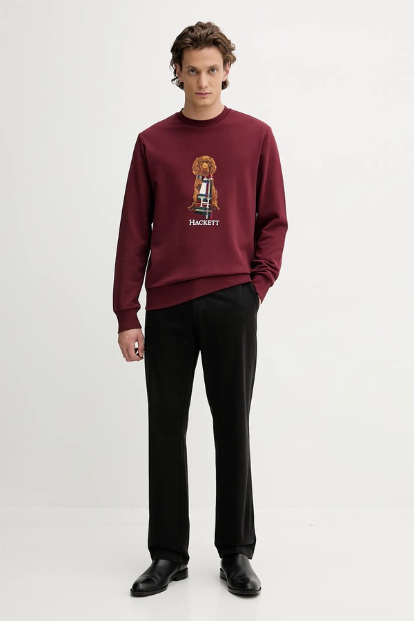 Бавовняна кофта Hackett London колір бордовий