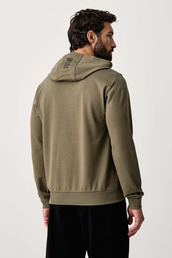 Кофта с капюшоном мужская хлопковая с эластаном EA7 Emporio Armani цвет зеленый фото 2