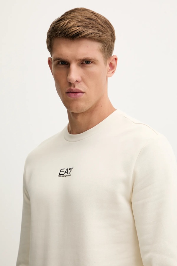 Кофта чоловіча з бавовною EA7 Emporio Armani колір бежевий фото 4