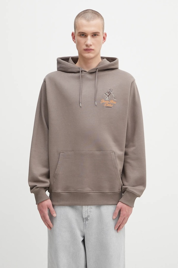 Хлопковая кофта Drôle de Monsieur Le Hoodie Grand HUtel цвет коричневый фото 2