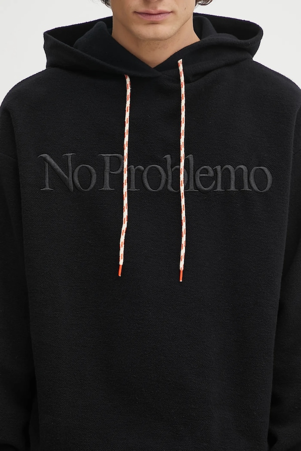 Бавовняна кофта No Problemo Reverse Fleece Hoodie колір чорний фото 4