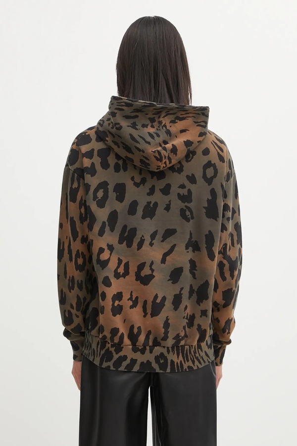 Бавовняна кофта Aries Leopard Hoodie колір коричневий фото 2