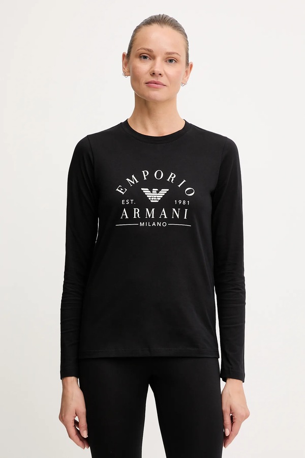 Бавовняний лонгслів Emporio Armani Underwear колір чорний