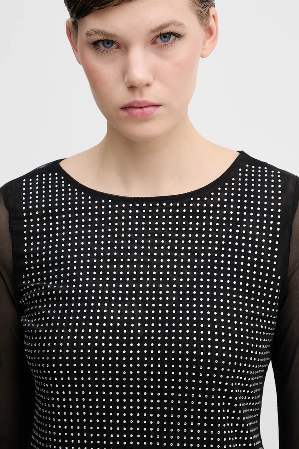 Лонгслів DKNY колір чорний фото 4