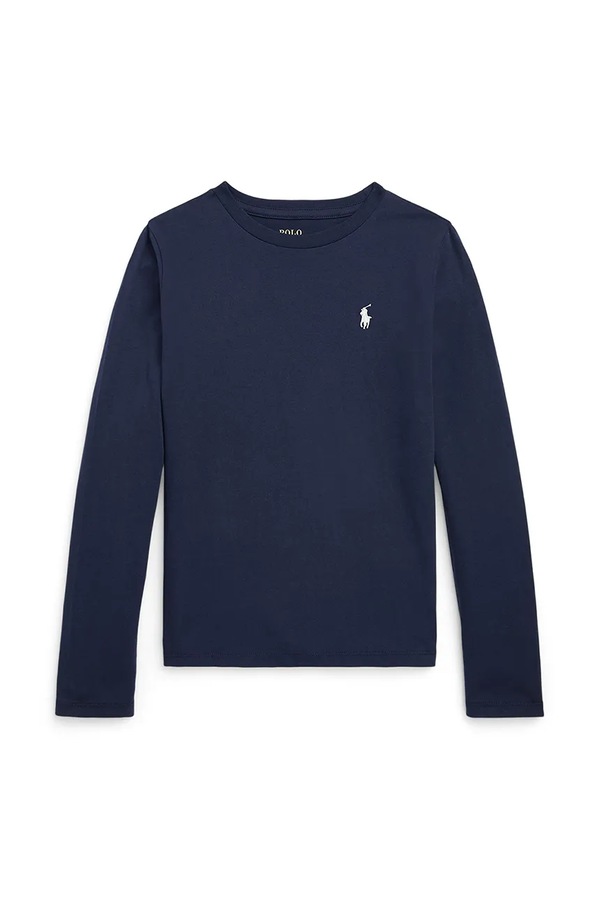 Дитячий бавовняний лонгслів Polo Ralph Lauren колір синій