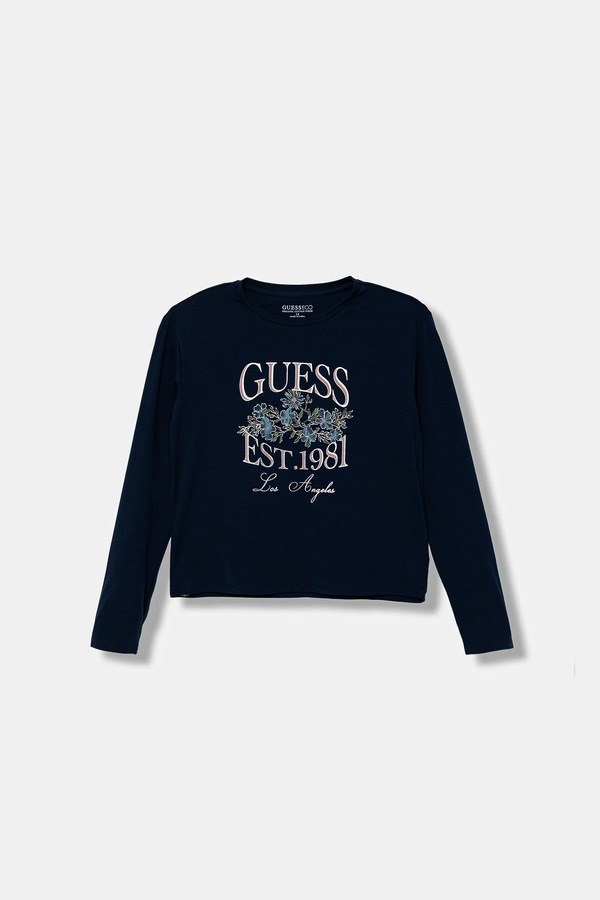 Дитячий лонгслів Guess колір синій