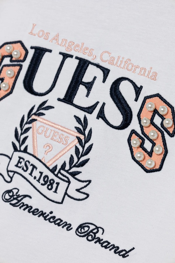 Детский хлопковый лонгслив Guess цвет оранжевый фото 2
