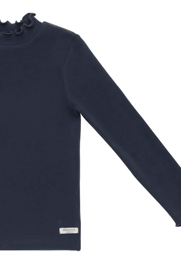 Лонгслів дитячий бавовняний з еластаном Donsje Wonsy Shirt колір темно-синій фото 3