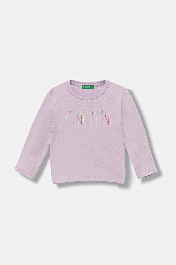 Лонгслів дитячий бавовняний United Colors of Benetton колір фіолетовий