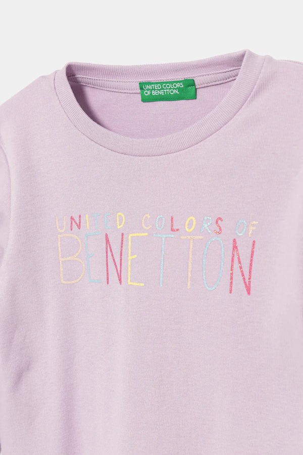 Лонгслів дитячий бавовняний United Colors of Benetton колір фіолетовий фото 3