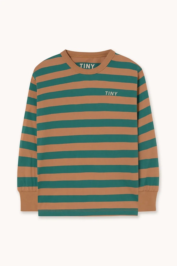 Детский хлопковый лонгслив Tinycottons STRIPES SLEEVE KNIT TEE цвет зеленый