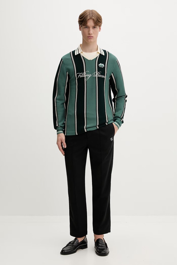 Светр чоловічий з віскозою Filling Pieces Knit Football Jersey колір зелений