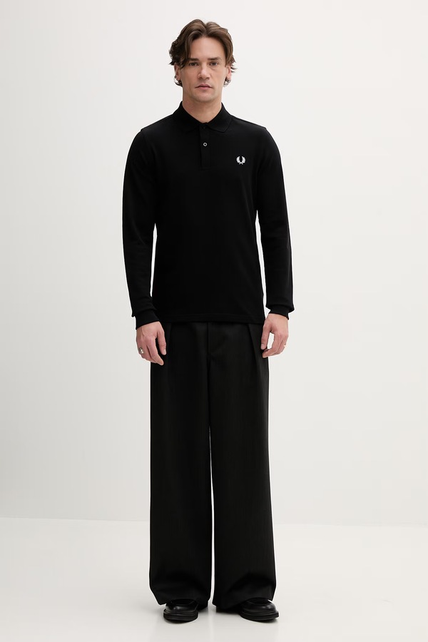 Хлопковый лонгслив Fred Perry цвет черный
