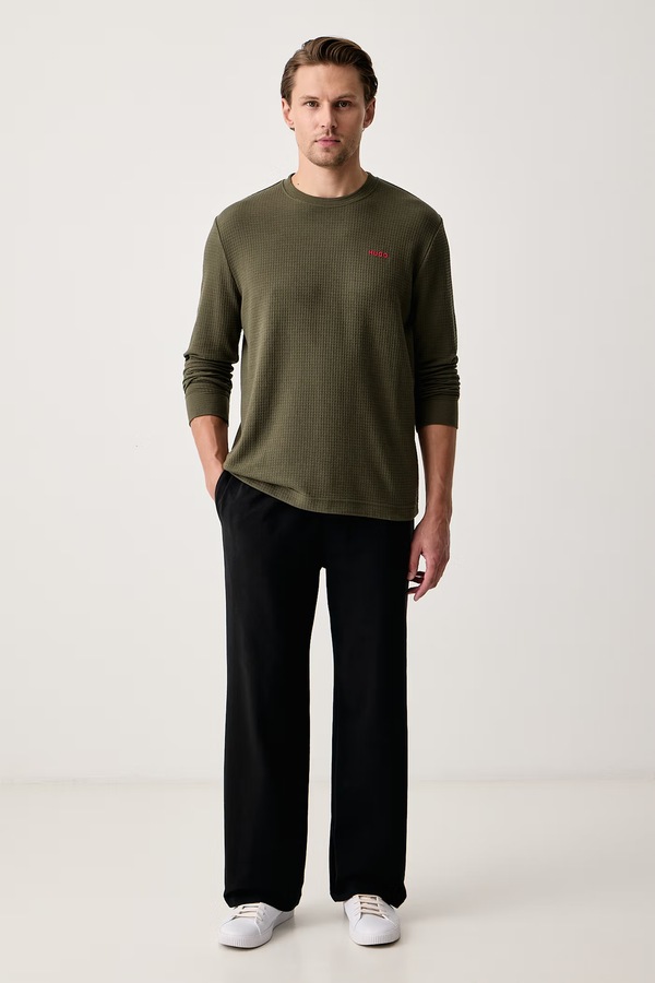 Лонгслів lounge чоловічий з бавовною HUGO Austin LS Shirt колір зелений фото 2